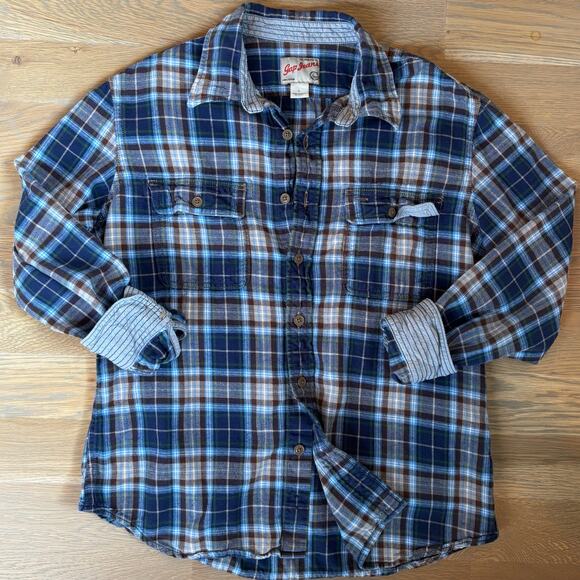Vintage Y2K GAP 100% Cotton Flannel Button Down Shirt Plaid Mens Size Large - Picture 1 of 5